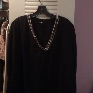 H&M black with rhinestone blouse
